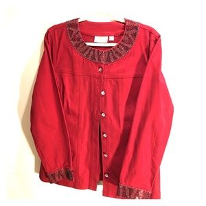 A red Quacker factory Beaded jacket